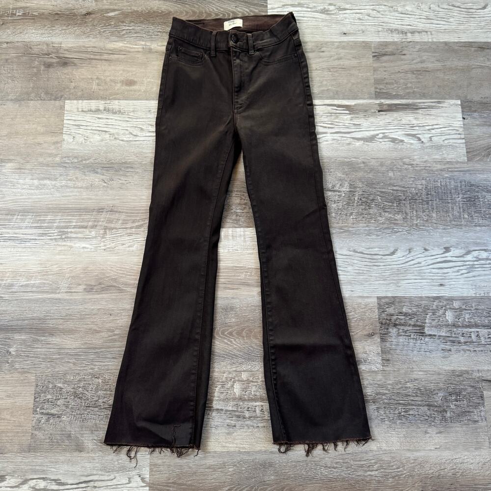 DL1961 Bridget Boot Walnut Coated Jeans Indie Sleaze Moto Leather Look 26